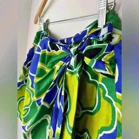 Zara Womens Blue Green Coastal Floral Wrap Euro Summer Preppy Prep Skort Medium - Picture 5 of 12